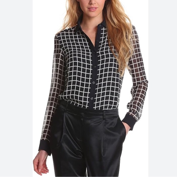 Michael Kors windowpane button down blouse. NWOT - Picture 3 of 9